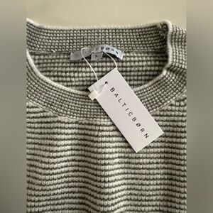 Baltic Born Striped Crewneck Sweater in Green & White